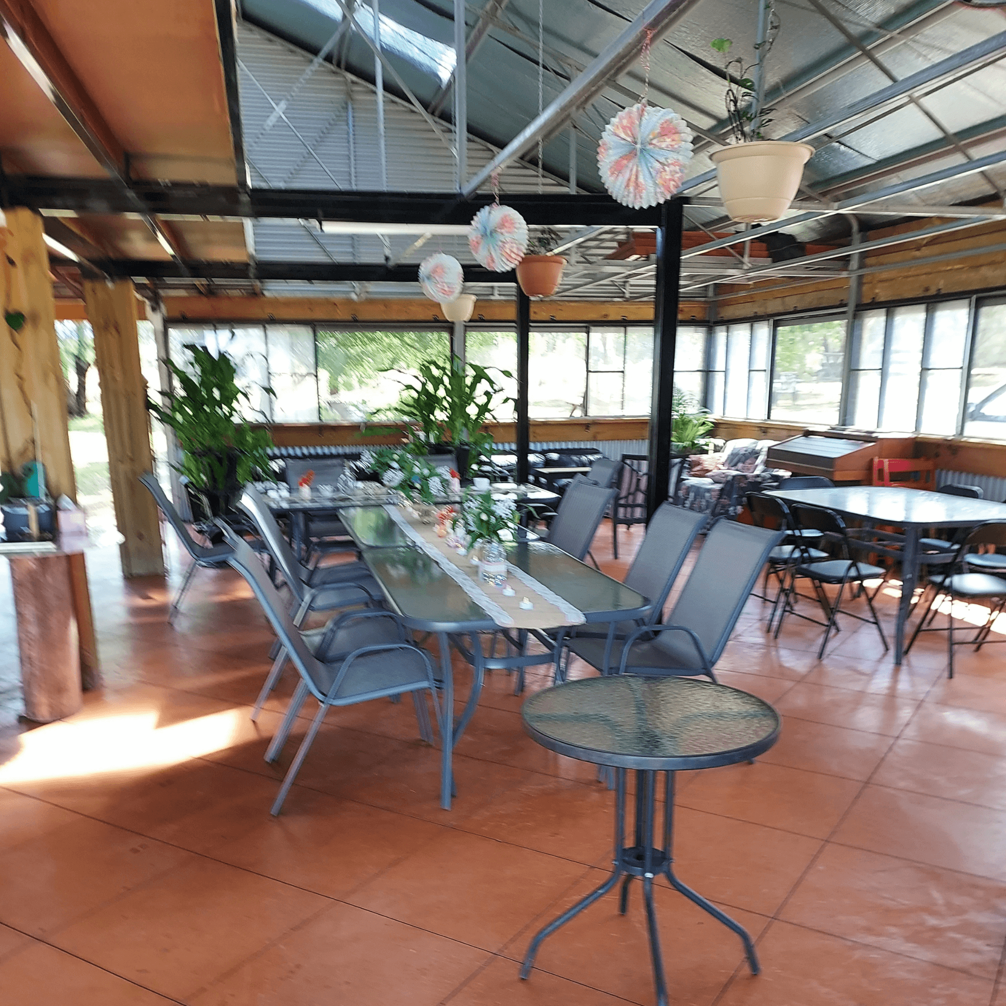 Indoor dining space at Evergrow Farm Hub Café, featured in What’s On blog for events and seasonal activities.